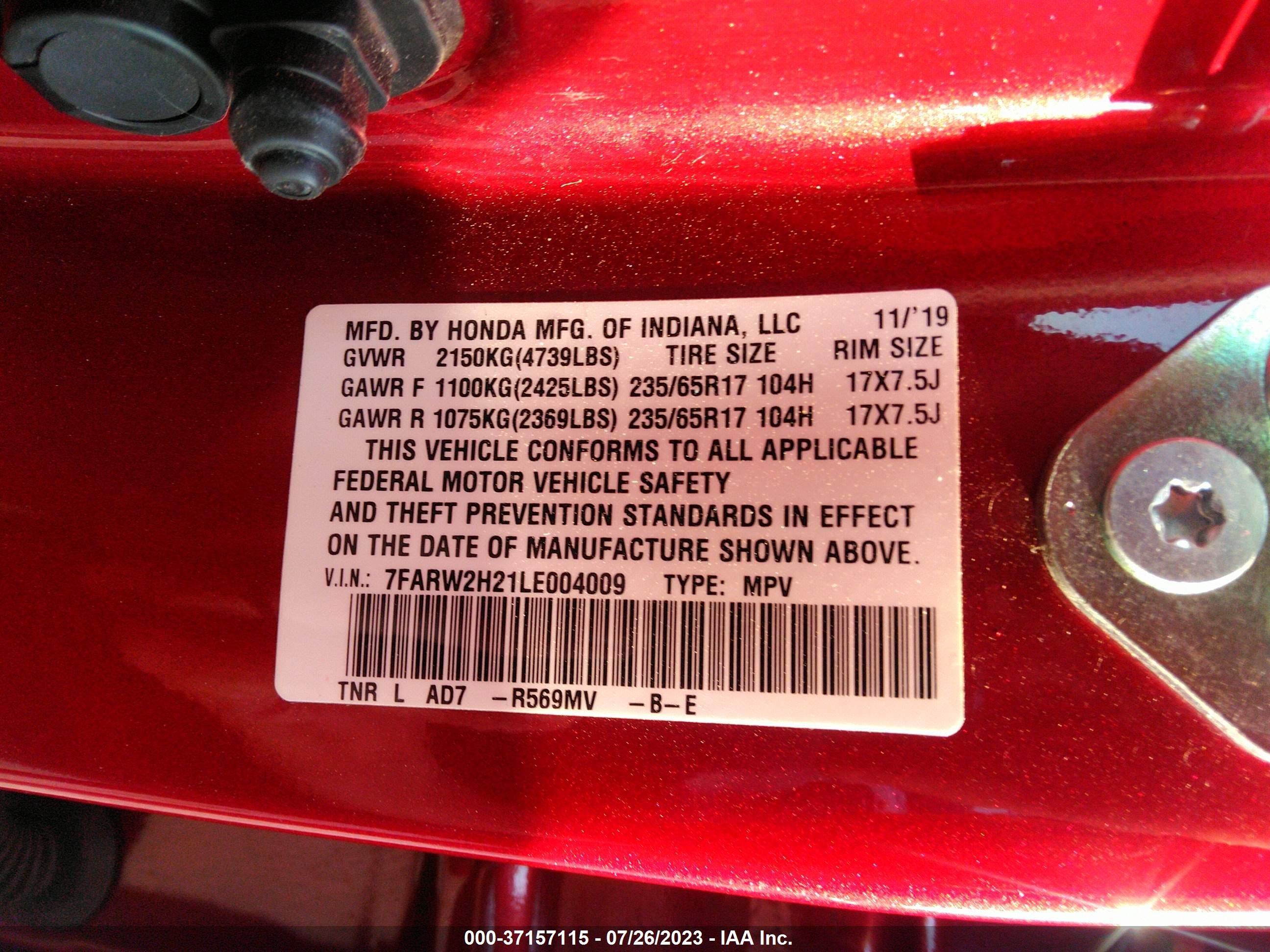 Photo 8 VIN: 7FARW2H21LE004009 - HONDA CR-V 