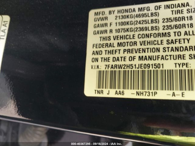 Photo 8 VIN: 7FARW2H51JE091501 - HONDA CR-V 