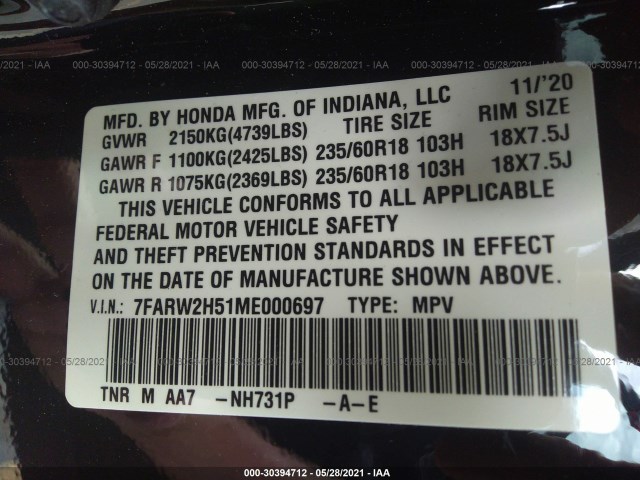 Photo 8 VIN: 7FARW2H51ME000697 - HONDA CR-V 