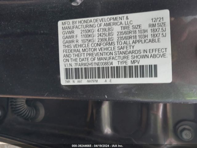 Photo 8 VIN: 7FARW2H51NE008834 - HONDA CR-V 