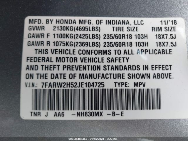 Photo 8 VIN: 7FARW2H52JE104725 - HONDA CR-V 