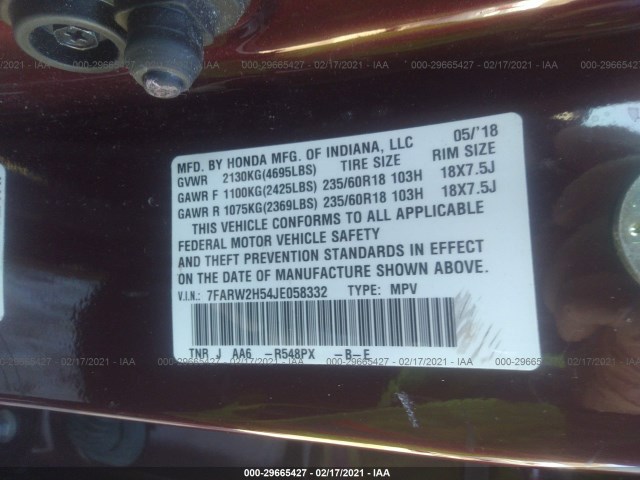 Photo 8 VIN: 7FARW2H54JE058332 - HONDA CR-V 