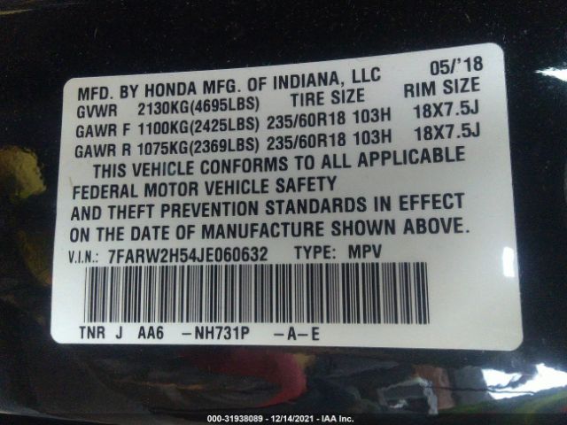 Photo 8 VIN: 7FARW2H54JE060632 - HONDA CR-V 