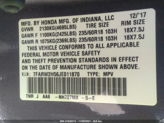 Photo 8 VIN: 7FARW2H56JE011870 - HONDA CR-V 