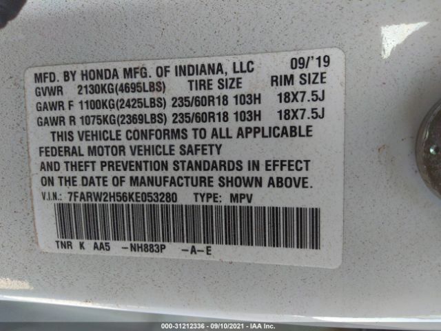 Photo 8 VIN: 7FARW2H56KE053280 - HONDA CR-V 