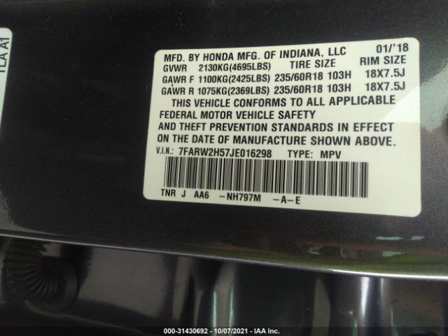 Photo 8 VIN: 7FARW2H57JE016298 - HONDA CR-V 