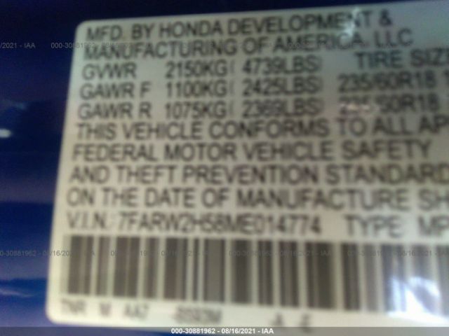 Photo 8 VIN: 7FARW2H58ME014774 - HONDA CR-V 