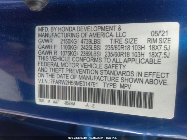 Photo 8 VIN: 7FARW2H58ME014791 - HONDA CR-V 