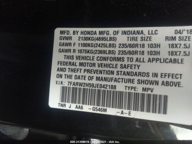 Photo 8 VIN: 7FARW2H59JE042188 - HONDA CR-V 