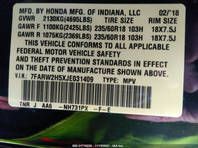 Photo 8 VIN: 7FARW2H5XJE031409 - HONDA CR-V 