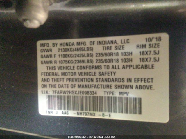 Photo 8 VIN: 7FARW2H5XJE098334 - HONDA CR-V 