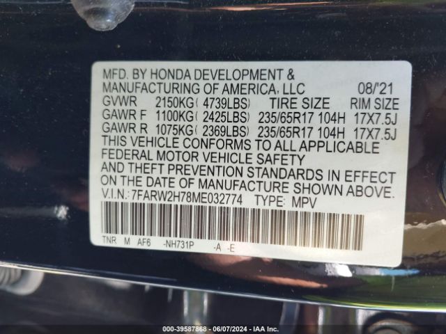 Photo 8 VIN: 7FARW2H78ME032774 - HONDA CR-V 