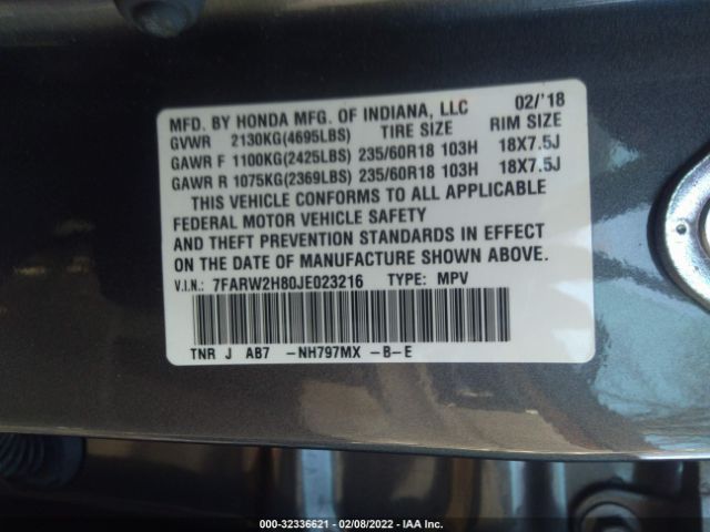 Photo 8 VIN: 7FARW2H80JE023216 - HONDA CR-V 