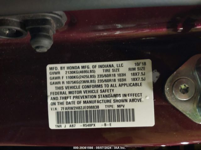 Photo 8 VIN: 7FARW2H82JE098838 - HONDA CR-V 