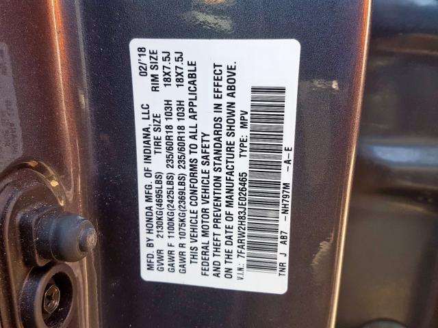 Photo 9 VIN: 7FARW2H83JE026465 - HONDA CR-V EXL 