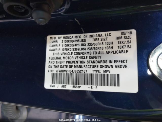 Photo 8 VIN: 7FARW2H84JE052167 - HONDA CR-V 