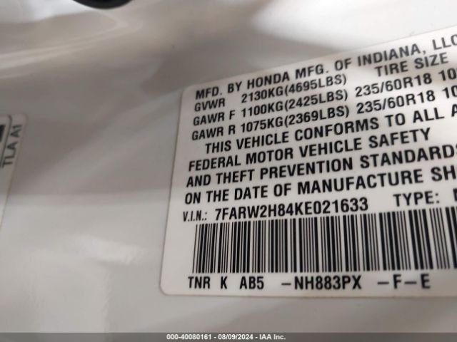 Photo 8 VIN: 7FARW2H84KE021633 - HONDA CR-V 