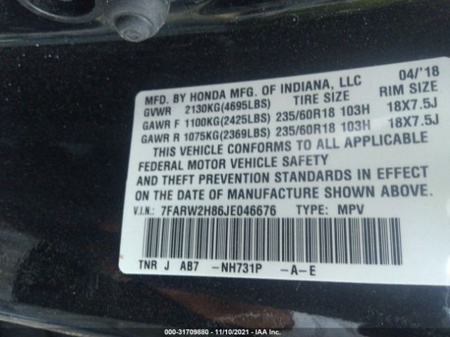 Photo 8 VIN: 7FARW2H86JE046676 - HONDA CR-V 