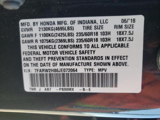 Photo 9 VIN: 7FARW2H86JE072064 - HONDA CR-V EXL 