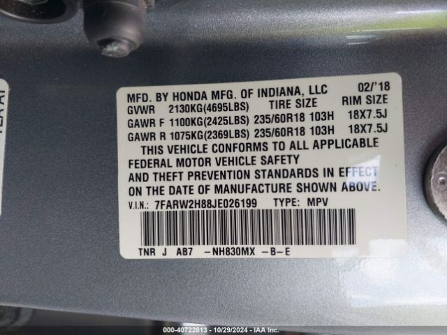 Photo 8 VIN: 7FARW2H88JE026199 - HONDA CR-V 