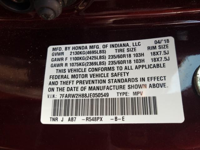 Photo 9 VIN: 7FARW2H88JE050549 - HONDA CR-V EXL 