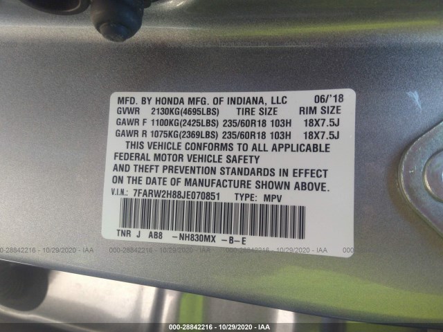 Photo 8 VIN: 7FARW2H88JE070851 - HONDA CR-V 