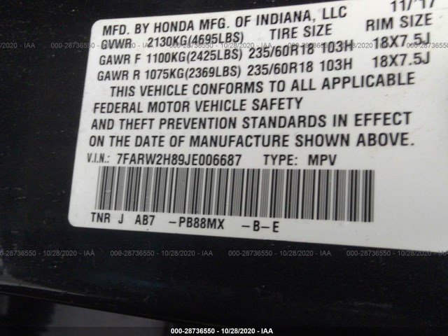 Photo 8 VIN: 7FARW2H89JE006687 - HONDA CR-V 