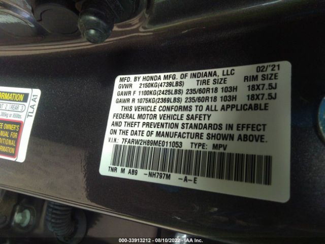 Photo 8 VIN: 7FARW2H89ME011053 - HONDA CR-V 