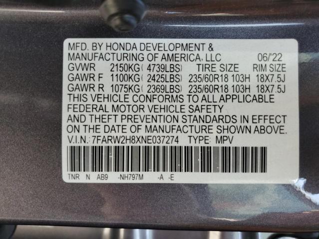 Photo 13 VIN: 7FARW2H8XNE037274 - HONDA CR-V EXL 