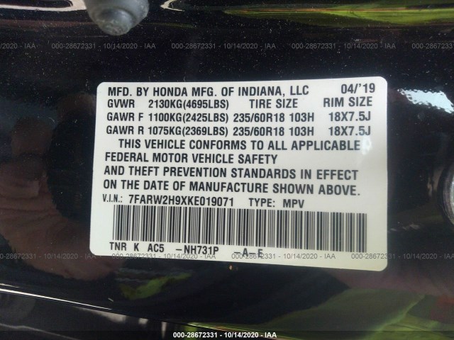 Photo 8 VIN: 7FARW2H9XKE019071 - HONDA CR-V 