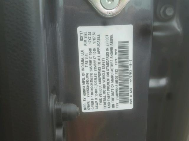 Photo 9 VIN: 7FARW5H31HE001483 - HONDA CR-V LX 