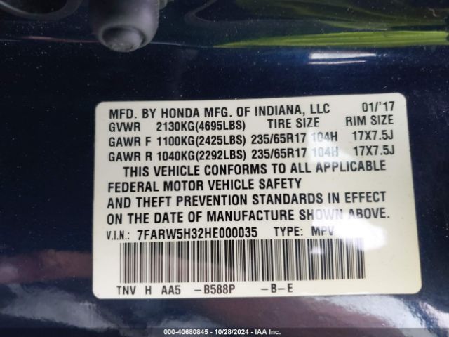 Photo 8 VIN: 7FARW5H32HE000035 - HONDA CR-V 