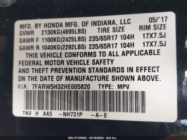 Photo 8 VIN: 7FARW5H32HE005820 - HONDA CR-V 