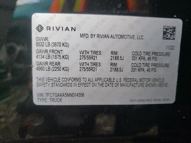 Photo 11 VIN: 7FCTGAAA5NN014356 - RIVIAN R1T ADVENT 