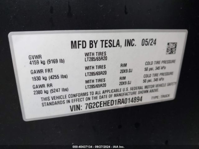 Photo 8 VIN: 7G2CEHED1RA014894 - TESLA CYBERTRUCK 