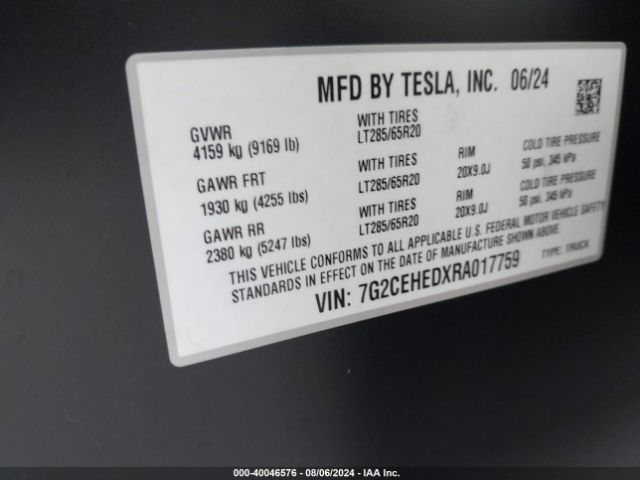 Photo 8 VIN: 7G2CEHEDXRA017759 - TESLA CYBERTRUCK 