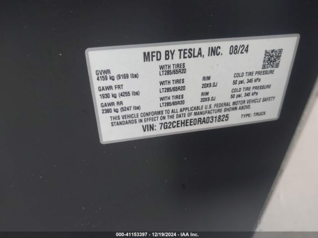 Photo 8 VIN: 7G2CEHEE0RA031825 - TESLA CYBERTRUCK 