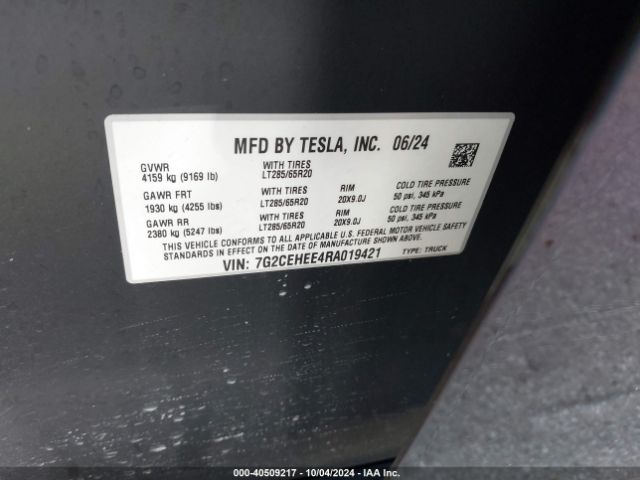 Photo 8 VIN: 7G2CEHEE4RA019421 - TESLA CYBERTRUCK 