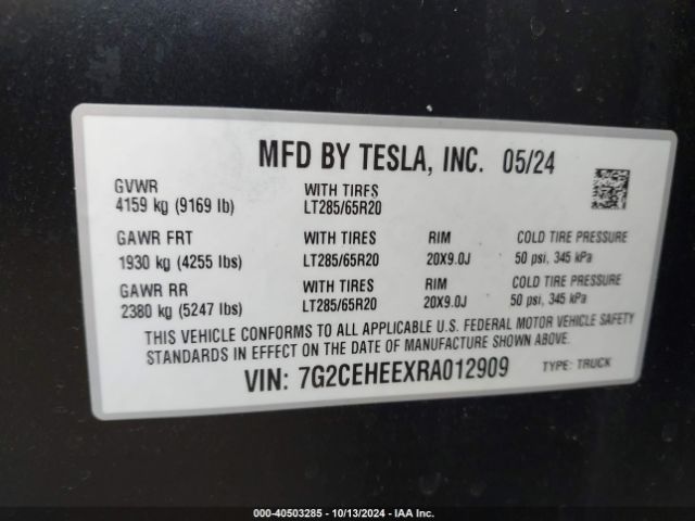 Photo 8 VIN: 7G2CEHEEXRA012909 - TESLA CYBERTRUCK 