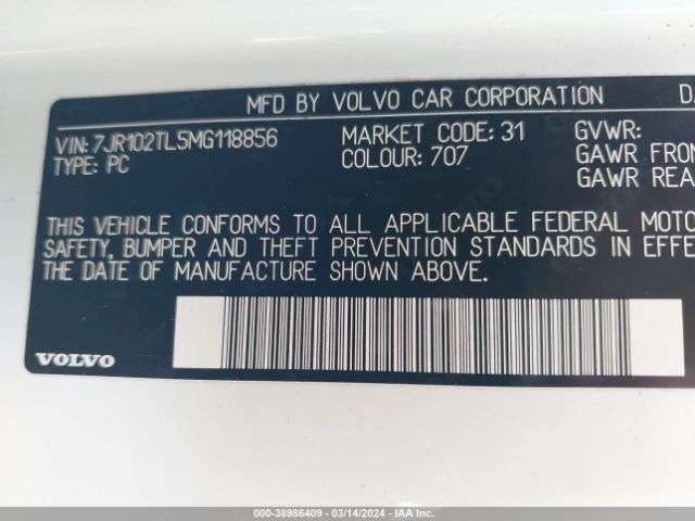 Photo 8 VIN: 7JR102TL5MG118856 - VOLVO S60 