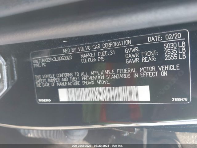 Photo 8 VIN: 7JRA22TK3LG063923 - VOLVO S60 