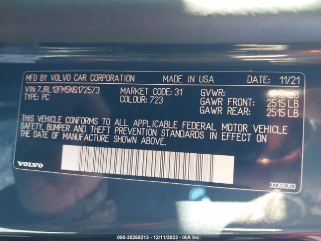 Photo 8 VIN: 7JRL12FM5NG172573 - VOLVO S60 