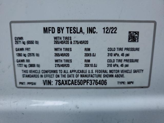 Photo 11 VIN: 7SAXCAE50PF376406 - TESLA MODEL X 