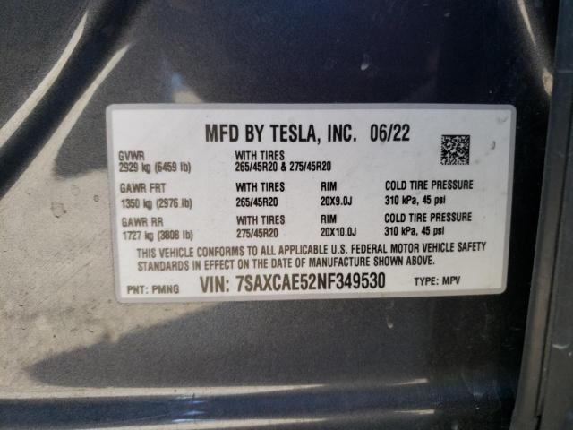 Photo 12 VIN: 7SAXCAE52NF349530 - TESLA MODEL X 