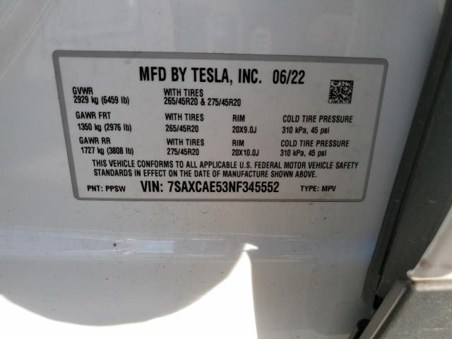 Photo 12 VIN: 7SAXCAE53NF345552 - TESLA MODEL X 