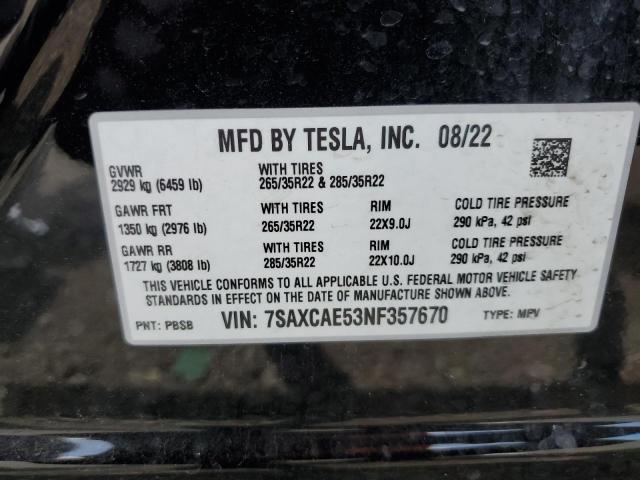 Photo 11 VIN: 7SAXCAE53NF357670 - TESLA MODEL X 