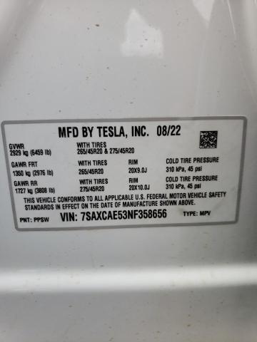 Photo 9 VIN: 7SAXCAE53NF358656 - TESLA MODEL X 