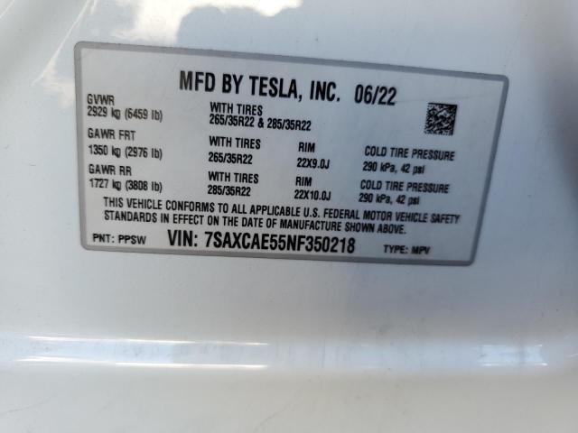 Photo 12 VIN: 7SAXCAE55NF350218 - TESLA MODEL X 