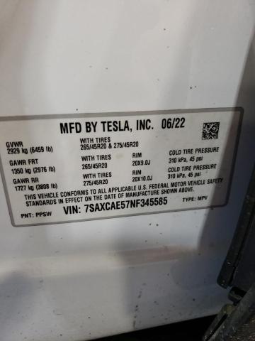 Photo 11 VIN: 7SAXCAE57NF345585 - TESLA MODEL X 