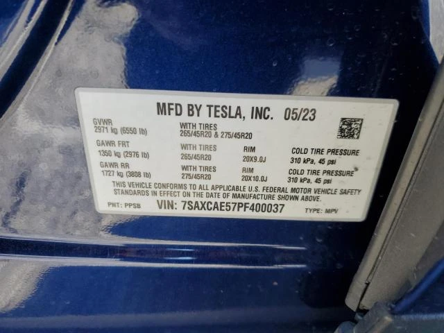 Photo 12 VIN: 7SAXCAE57PF400037 - TESLA MODEL X 